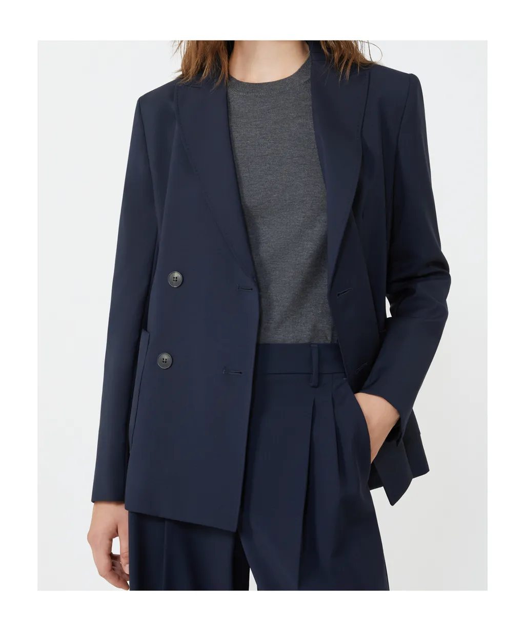 Wool Blend Double-Breasted Blazer