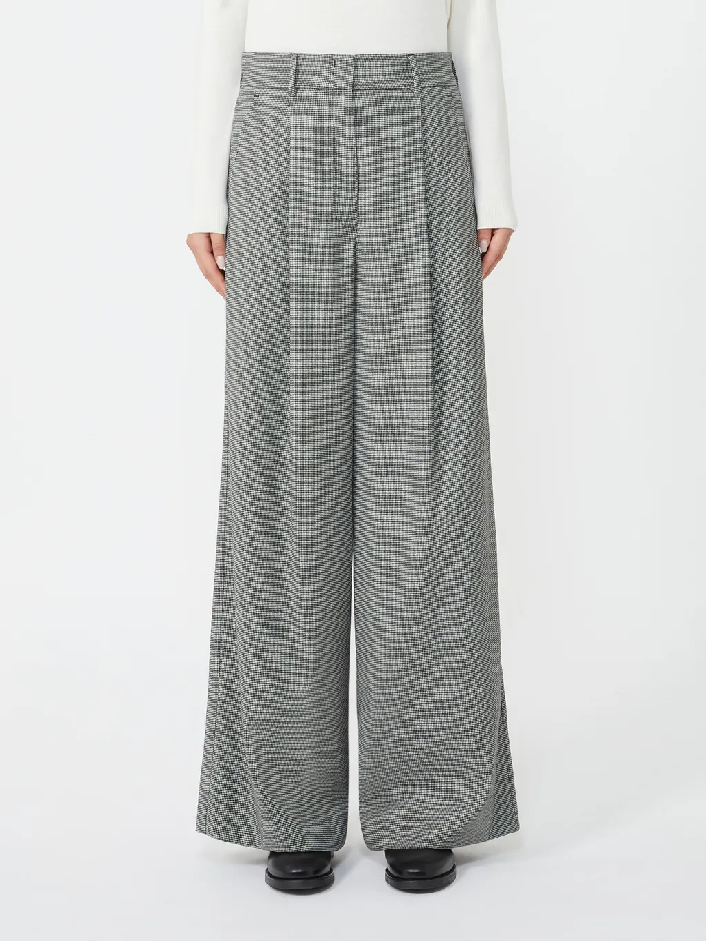 Wool Flannel Wide-Leg Pants