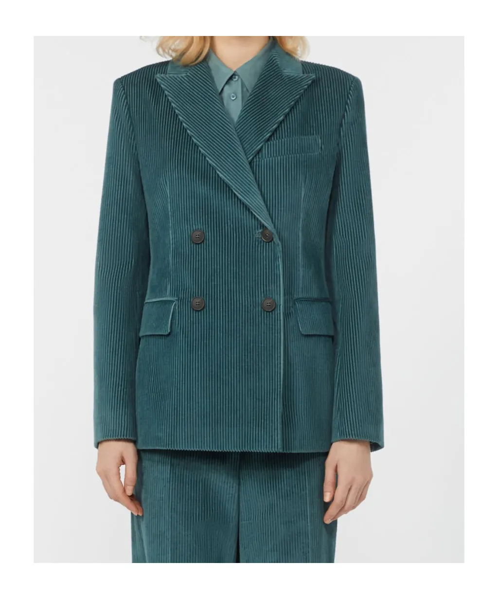 Double-Breasted Velvet Blazer