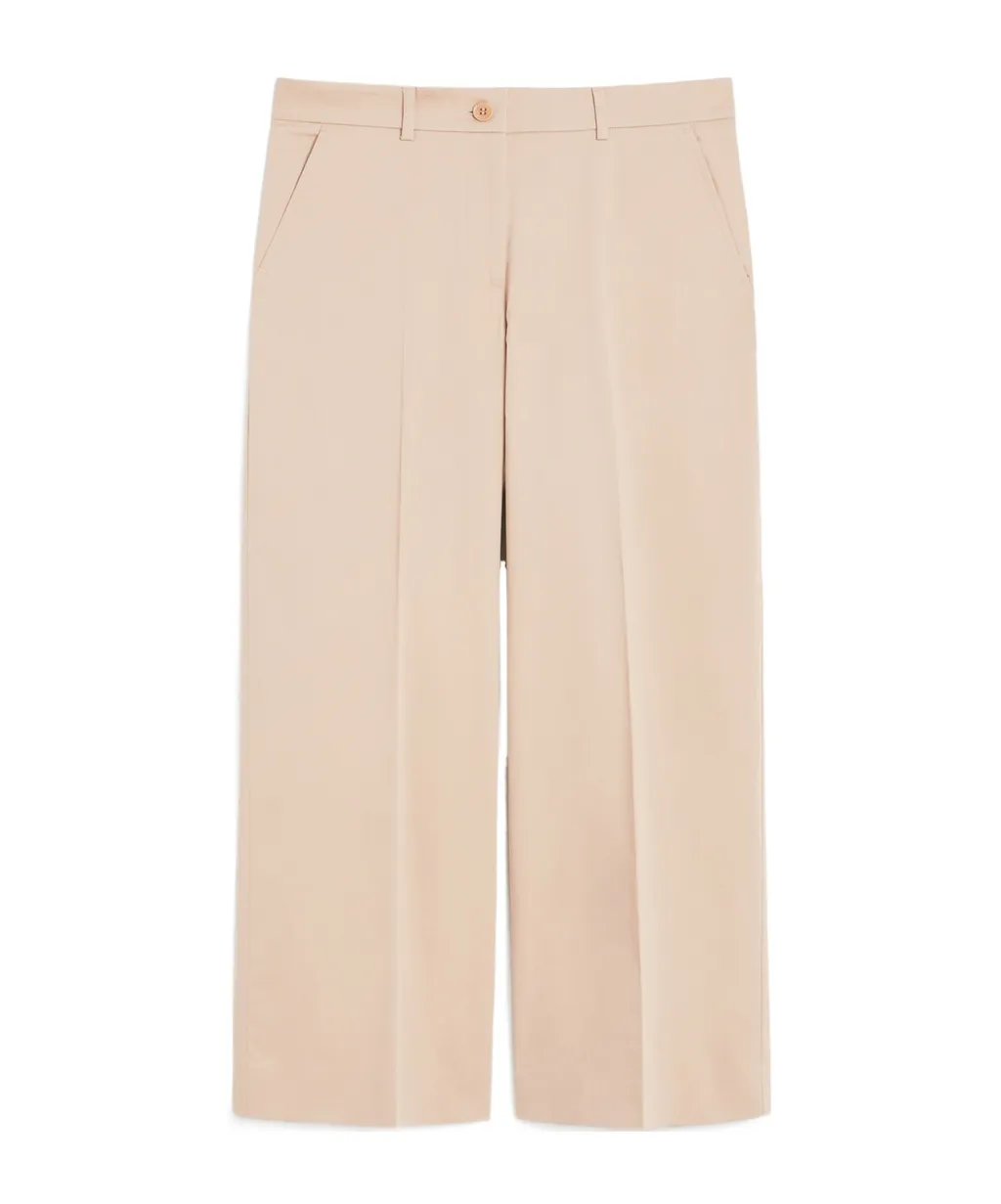 Cotton Satin Cropped Trousers