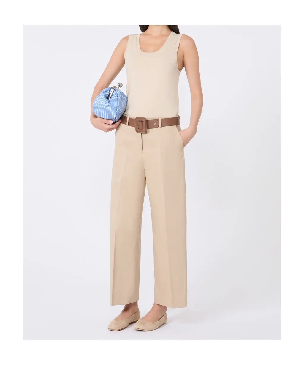 Cotton Satin Cropped Trousers