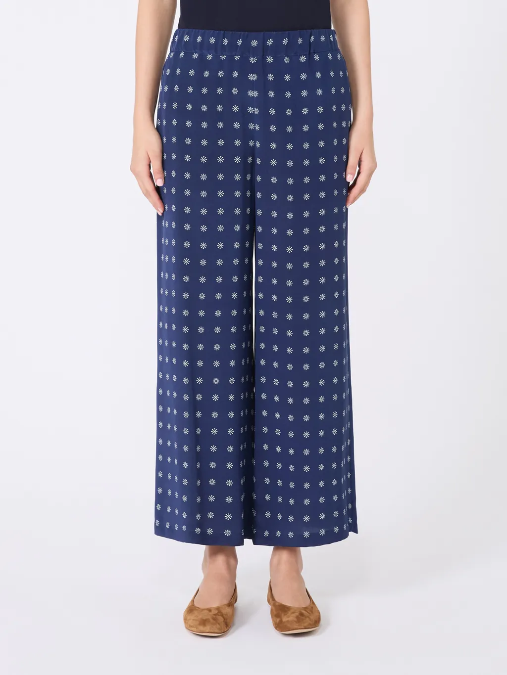 Printed Silk Cropped Trousers