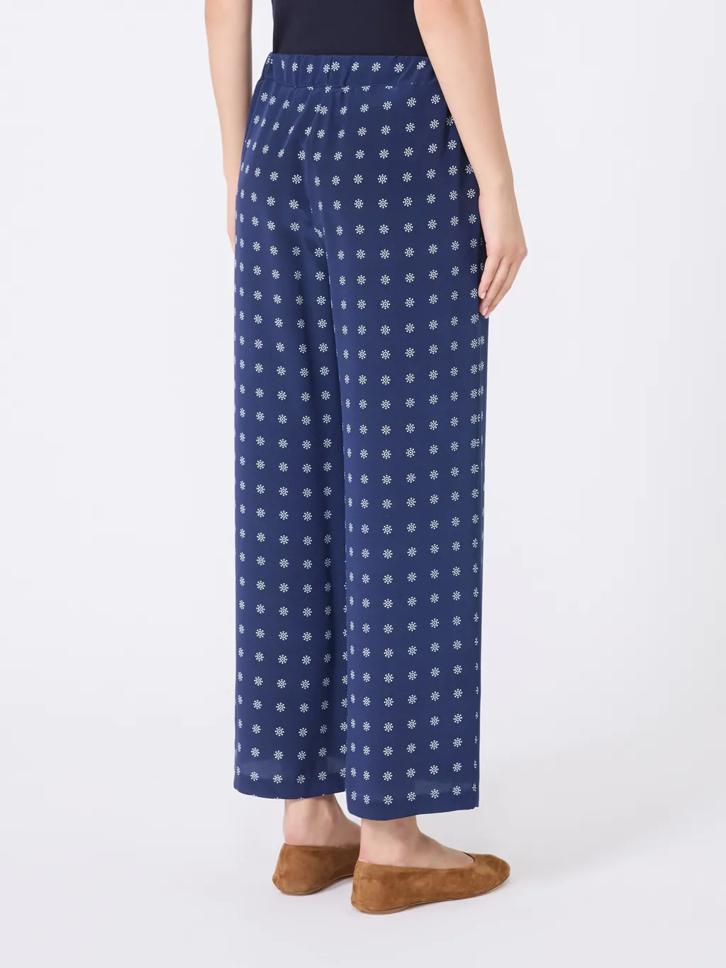 Printed Silk Cropped Trousers
