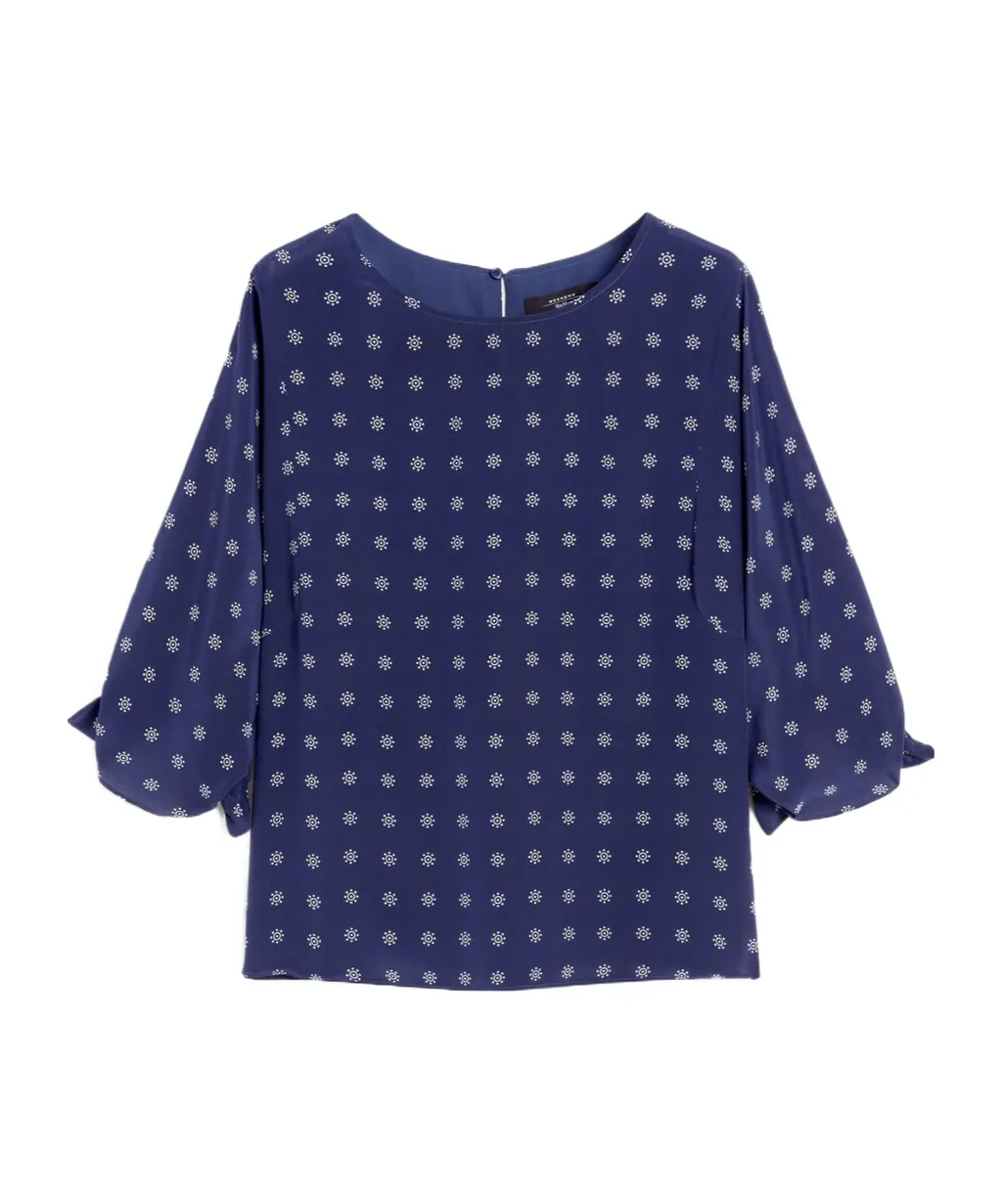 Crepe De Chine Crew-Neck Blouse