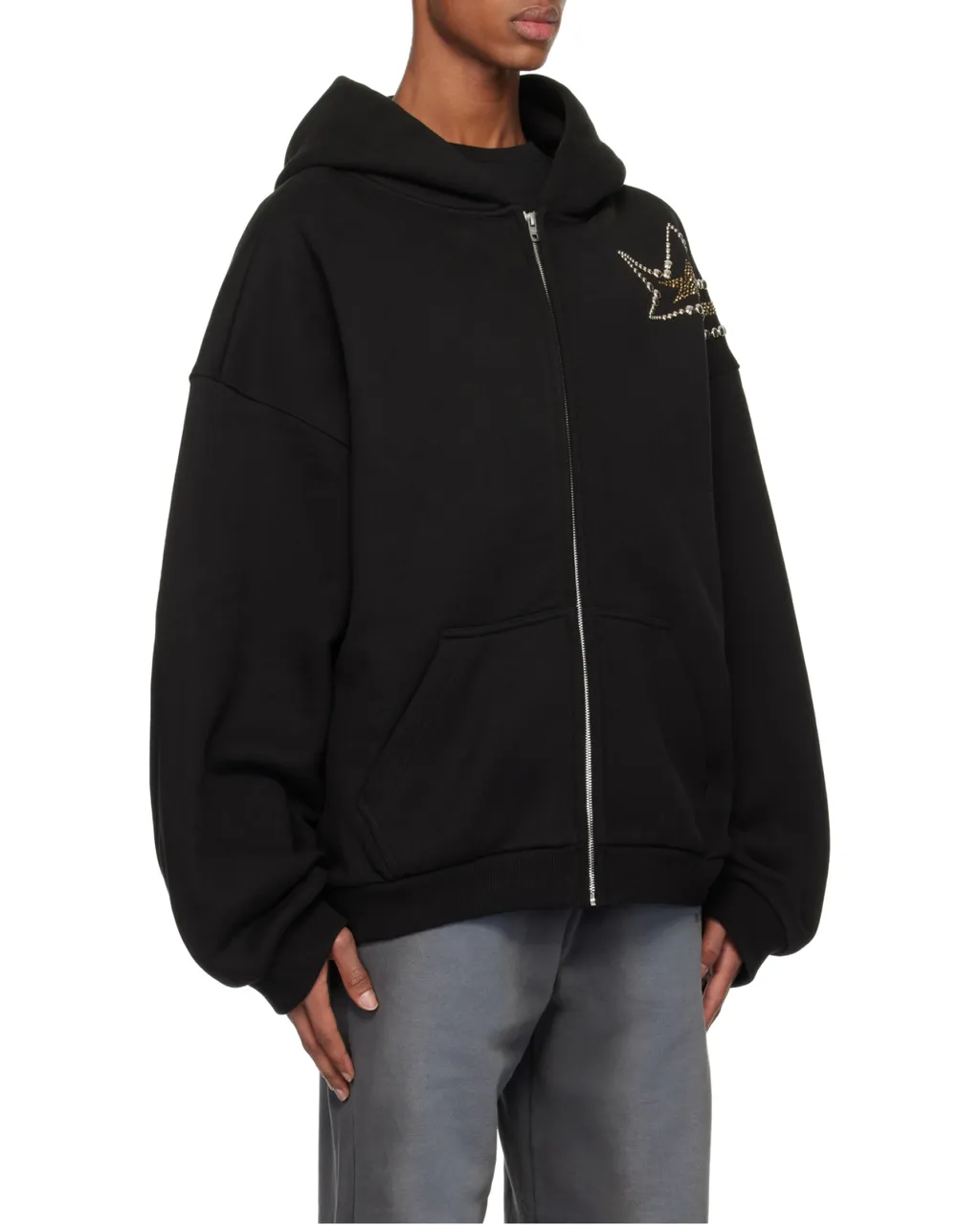 Embellished Zipped Hoodie