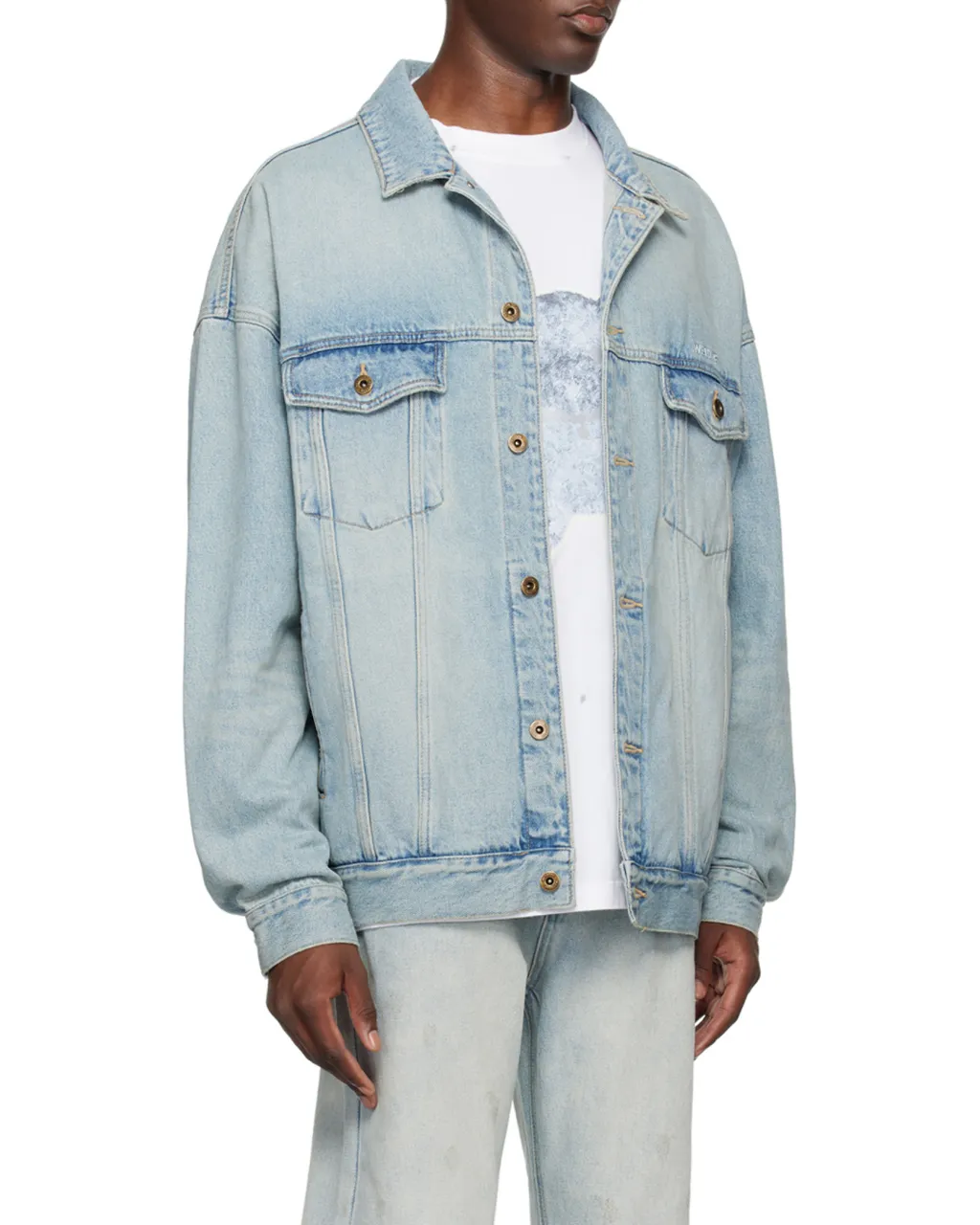 Logo Embroidered Denim Coat