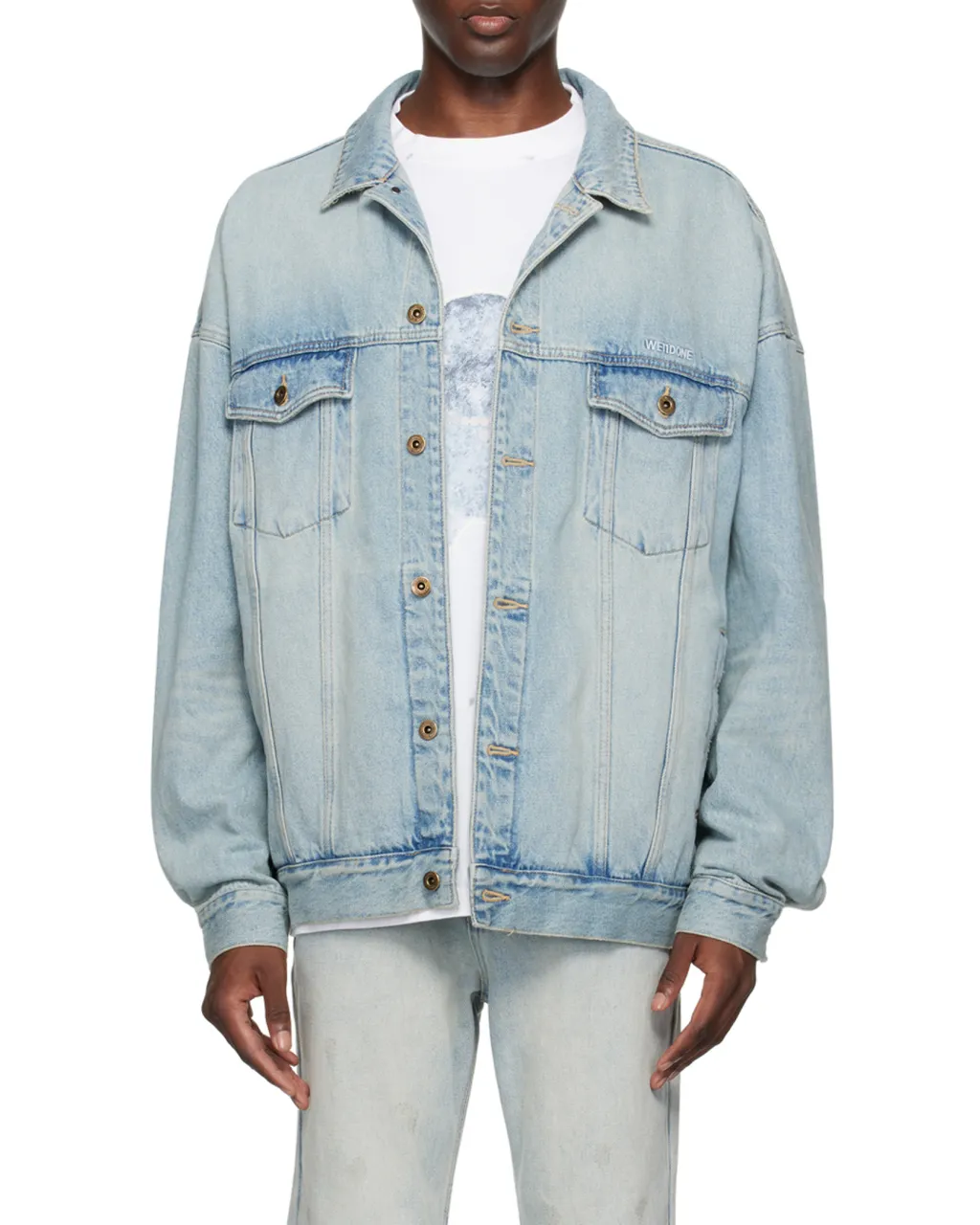 Logo Embroidered Denim Coat