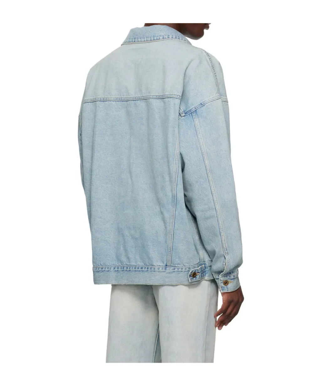 Logo Embroidered Denim Coat
