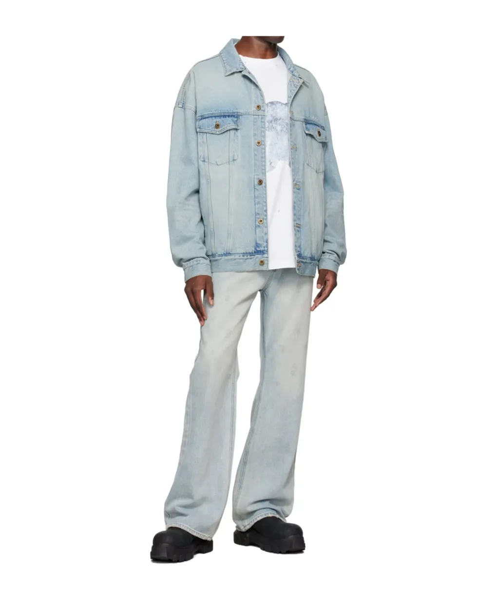 Logo Embroidered Denim Coat