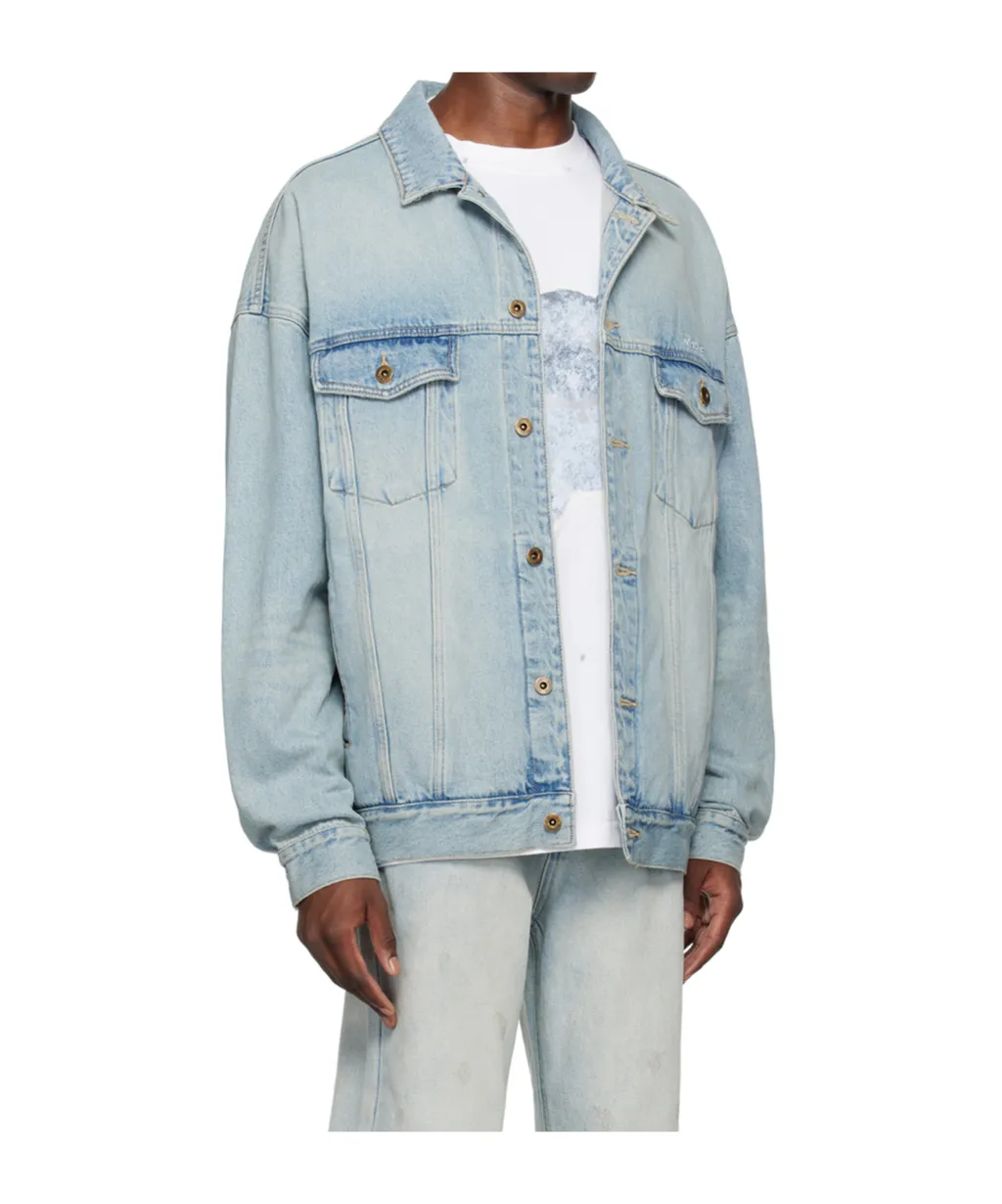 Logo Embroidered Denim Coat