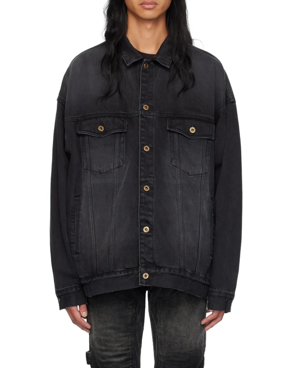 Logo Embroidered Denim Coat