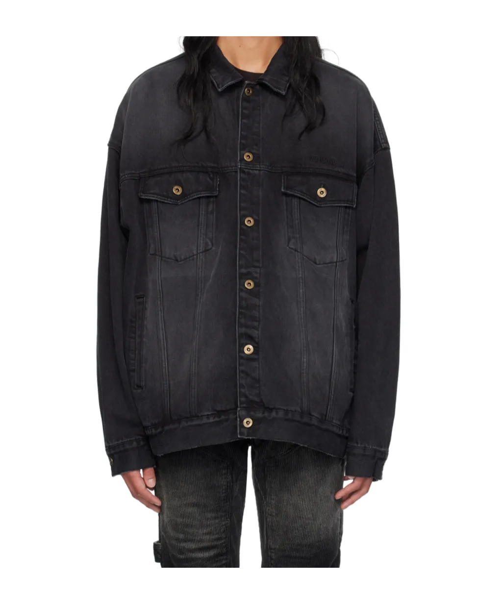 Logo Embroidered Denim Coat