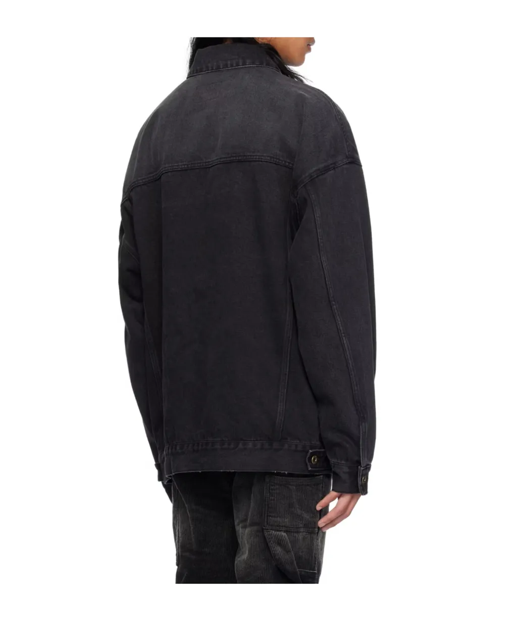 Logo Embroidered Denim Coat