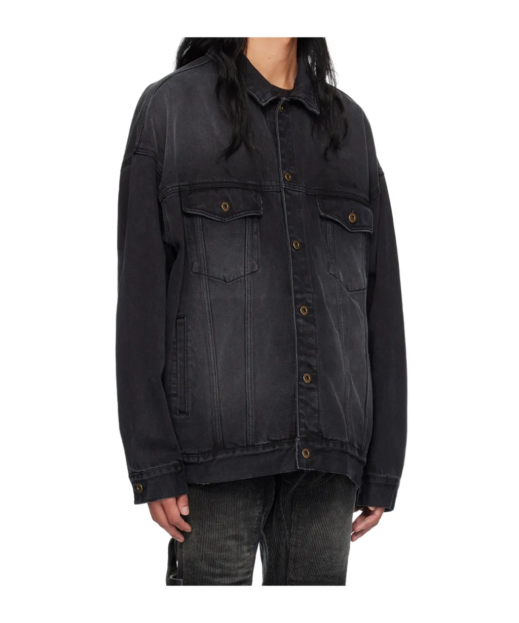 Logo Embroidered Denim Coat