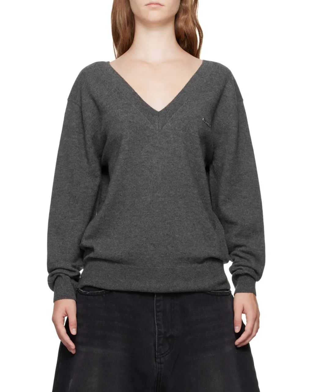 Long-Sleeved V-Neck Sweater