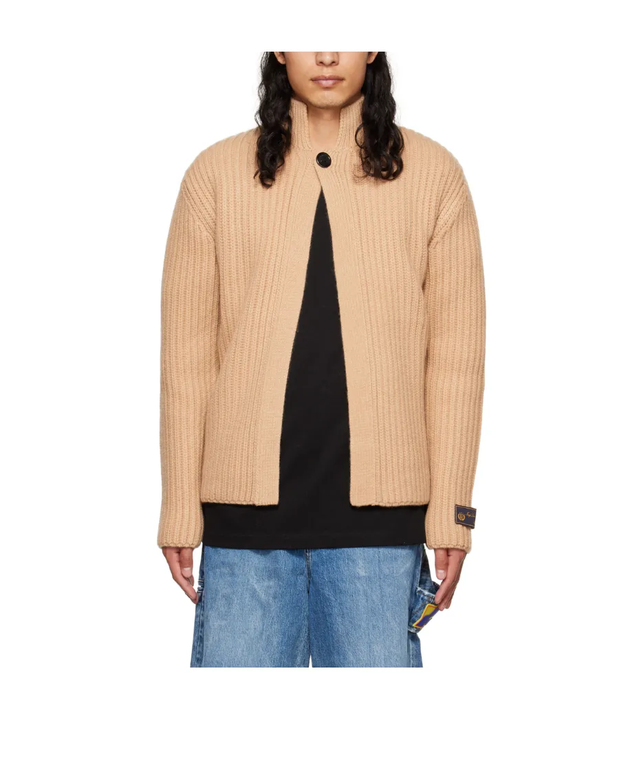 Logo Stand-Neck Cardigan Sweater