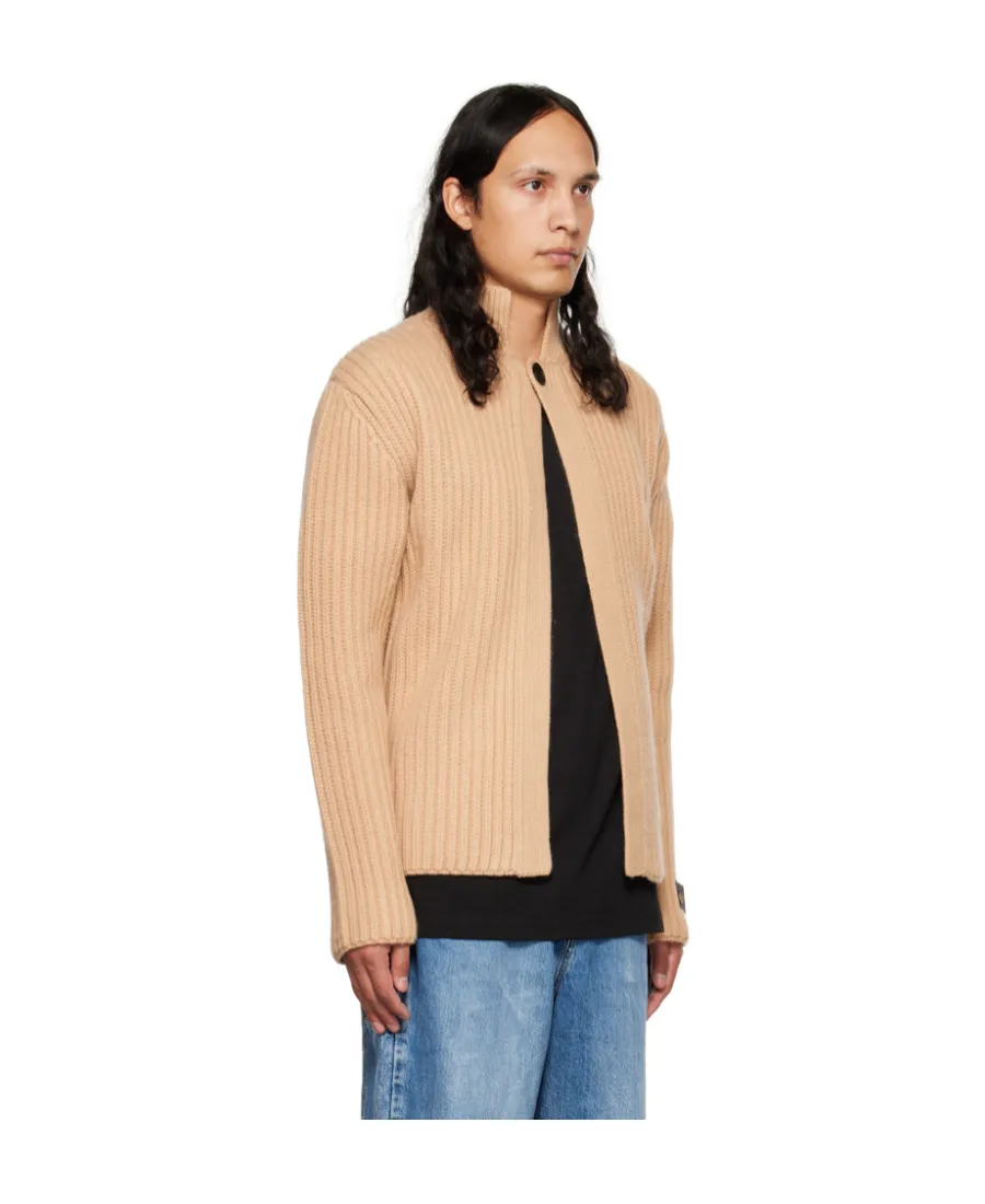 Logo Stand-Neck Cardigan Sweater