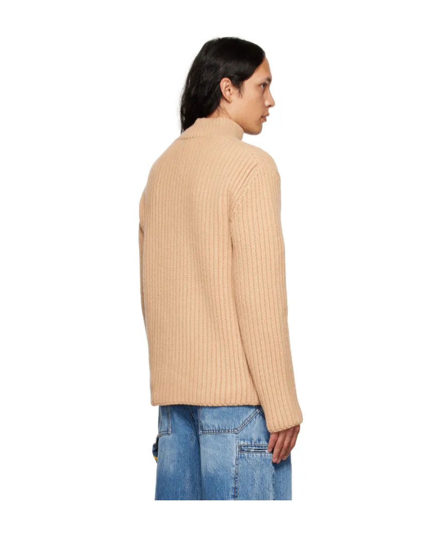 Logo Stand-Neck Cardigan Sweater