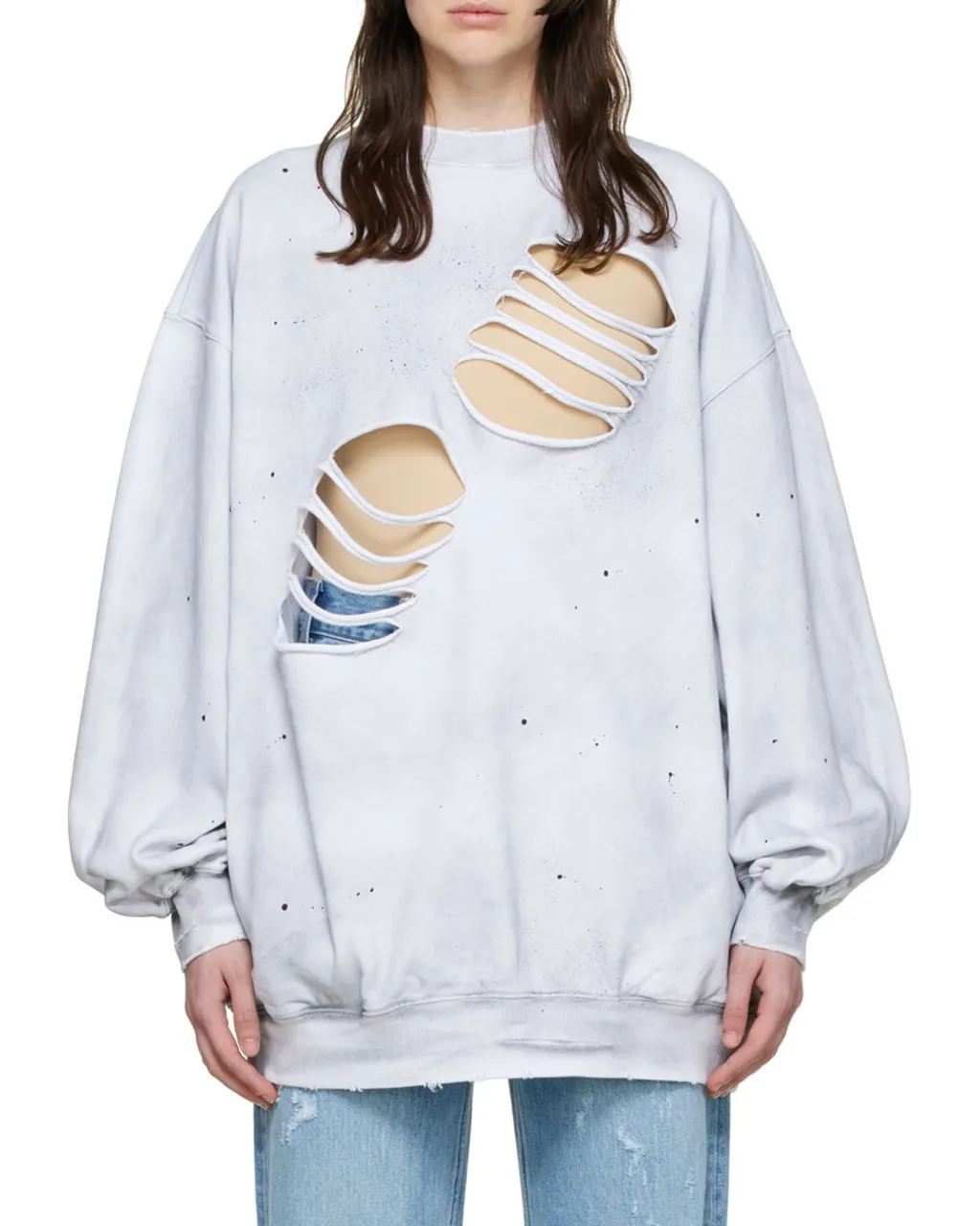Distressed Cotton Hoodie