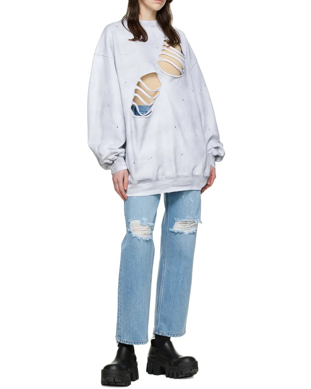 Distressed Cotton Hoodie