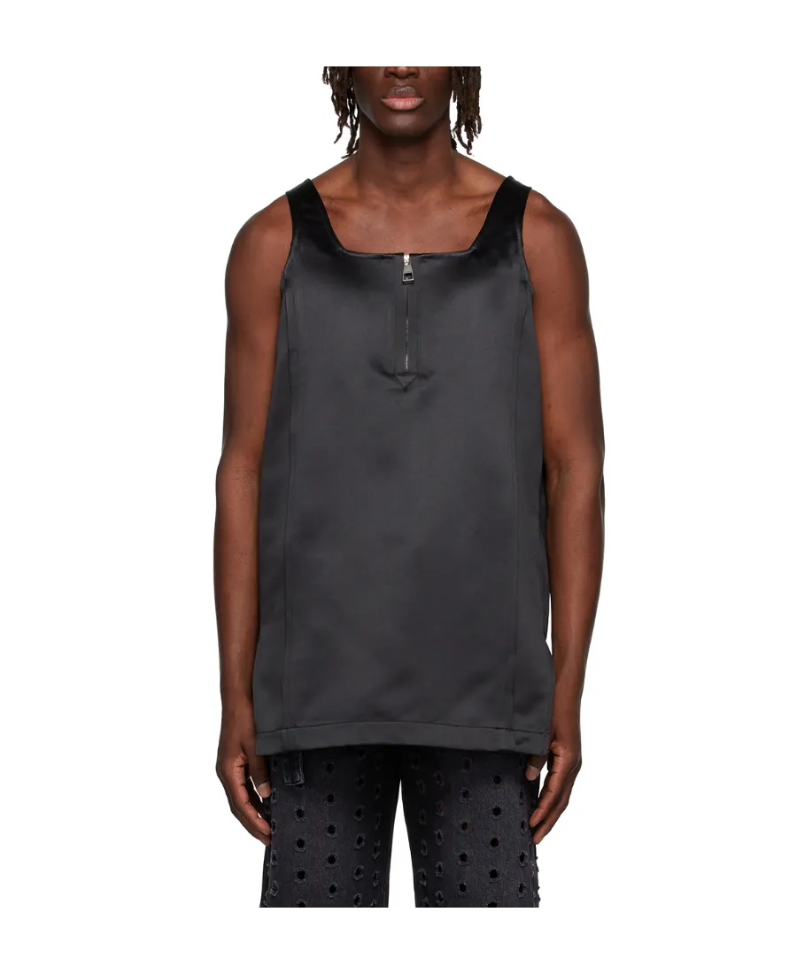 Square Collar Semi-Zipper Vest