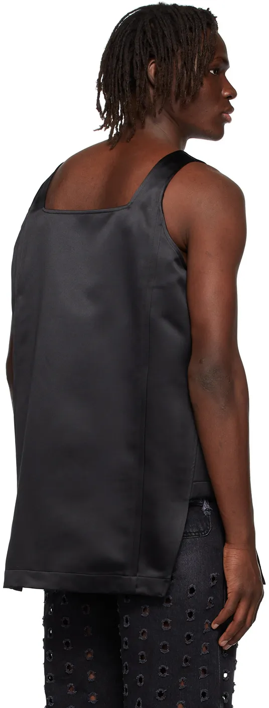 Square Collar Semi-Zipper Vest