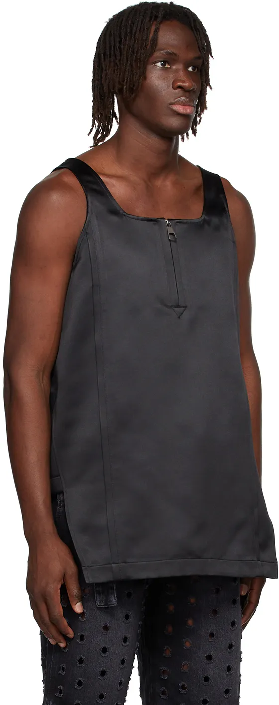 Square Collar Semi-Zipper Vest