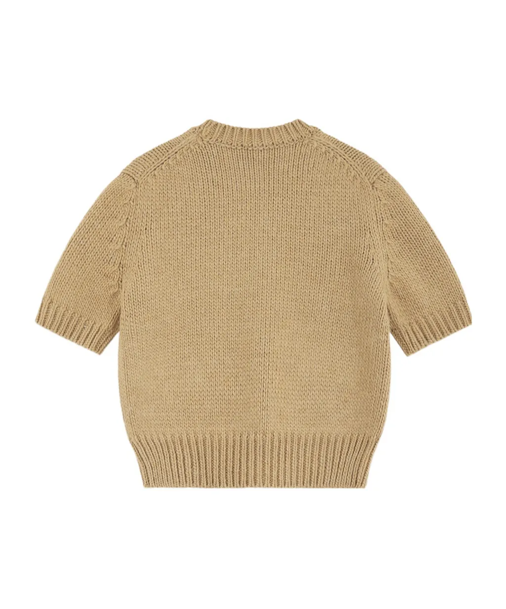 Round-Collar Short-Sleeve Sweater