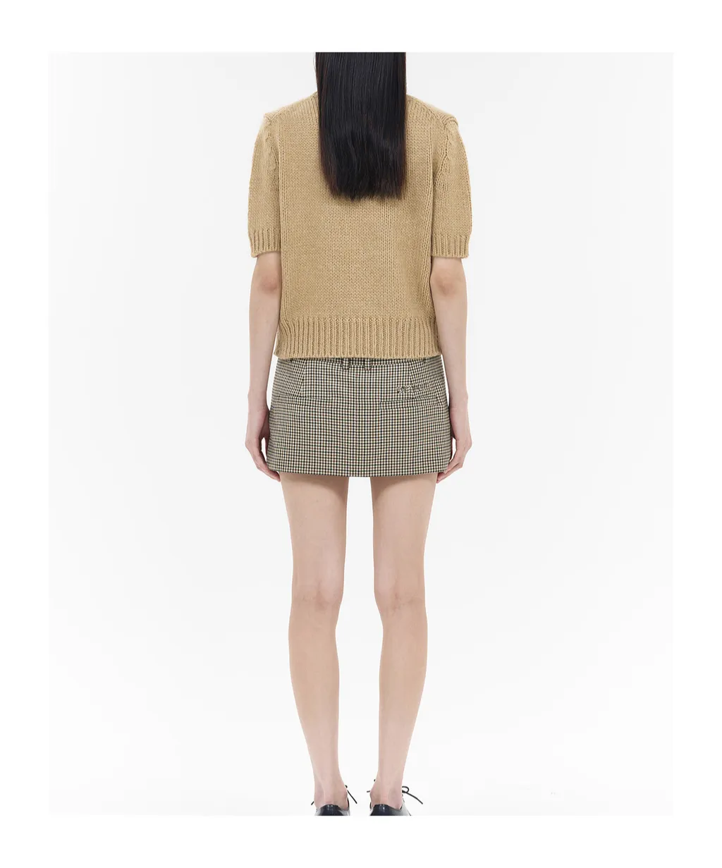 Round-Collar Short-Sleeve Sweater