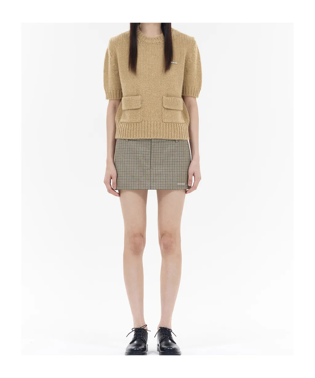 Round-Collar Short-Sleeve Sweater