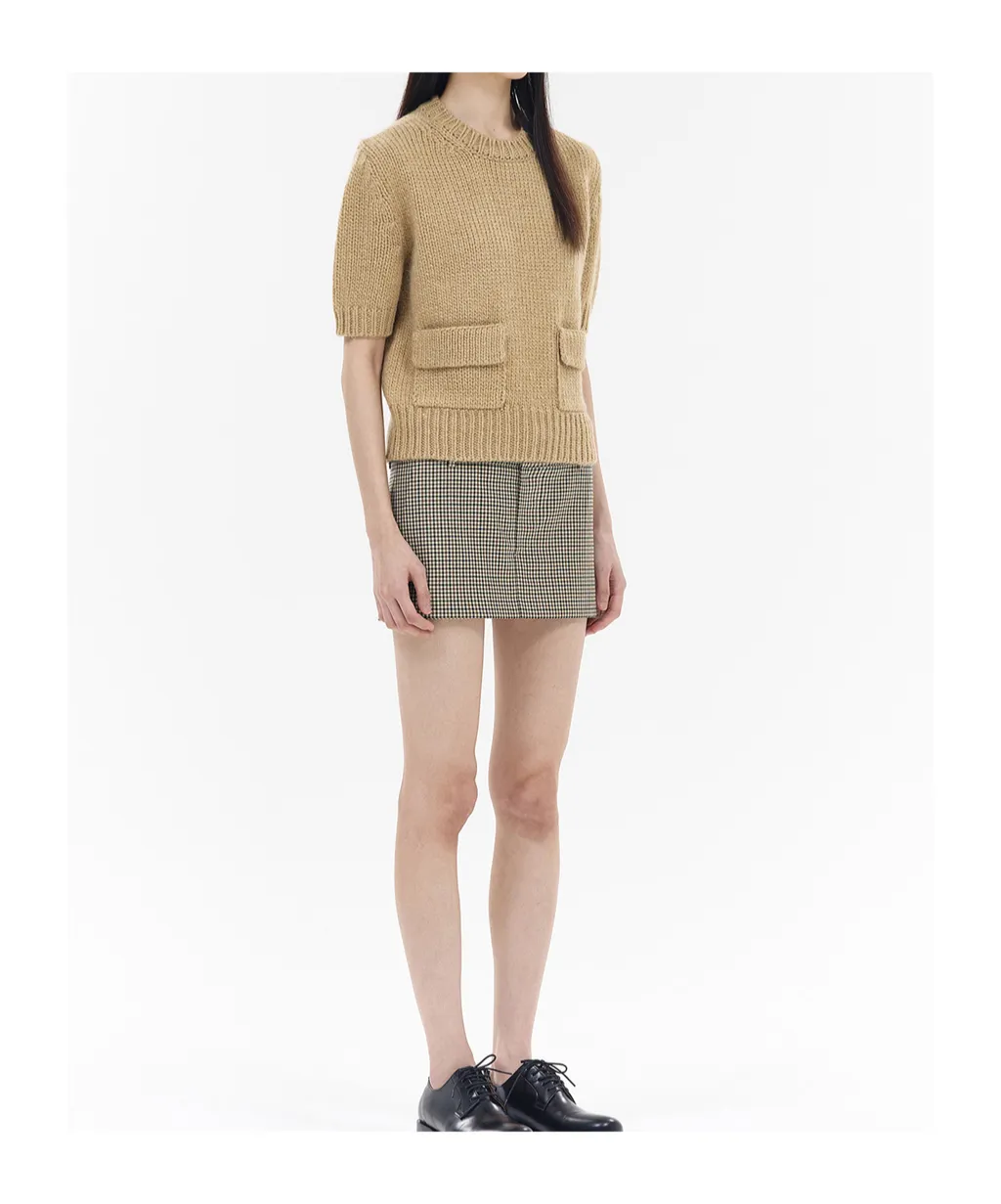 Round-Collar Short-Sleeve Sweater