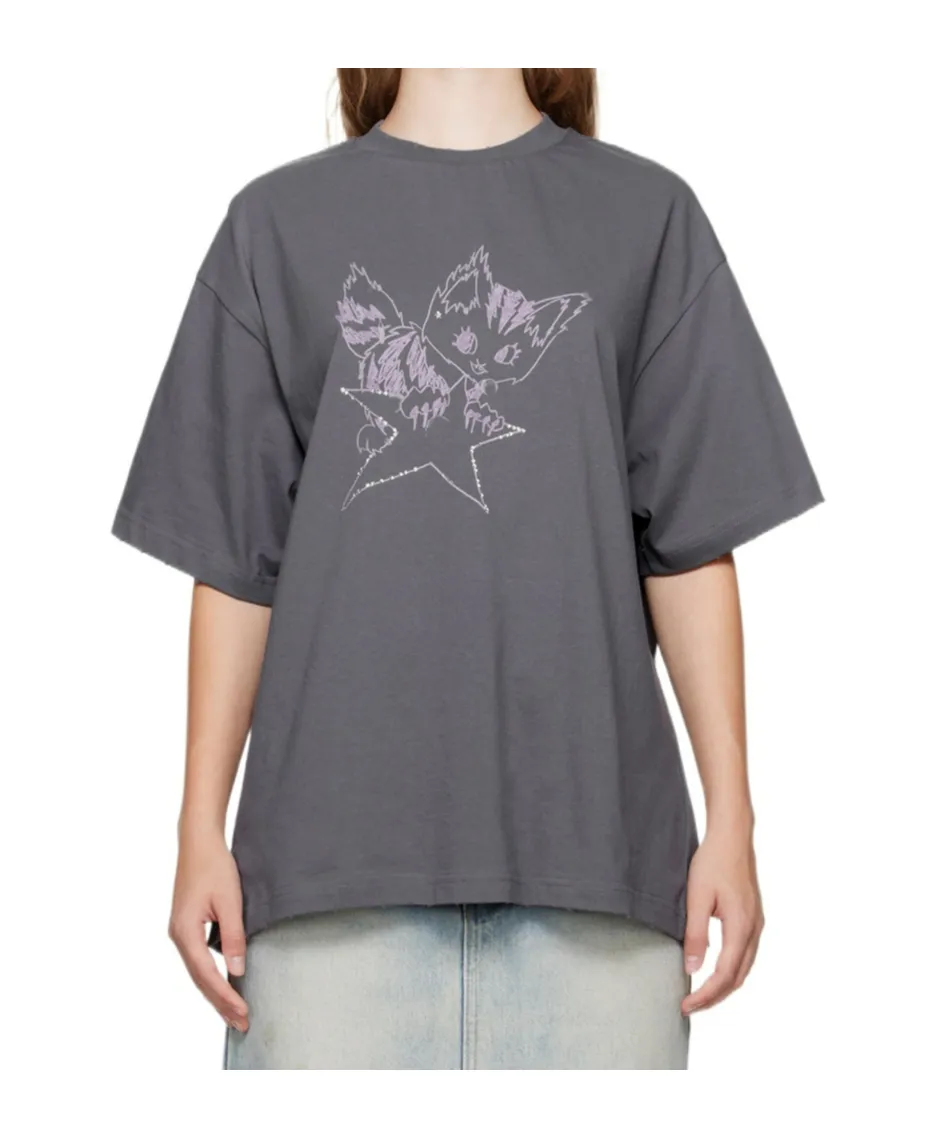 Monster Print Distressed T-Shirt