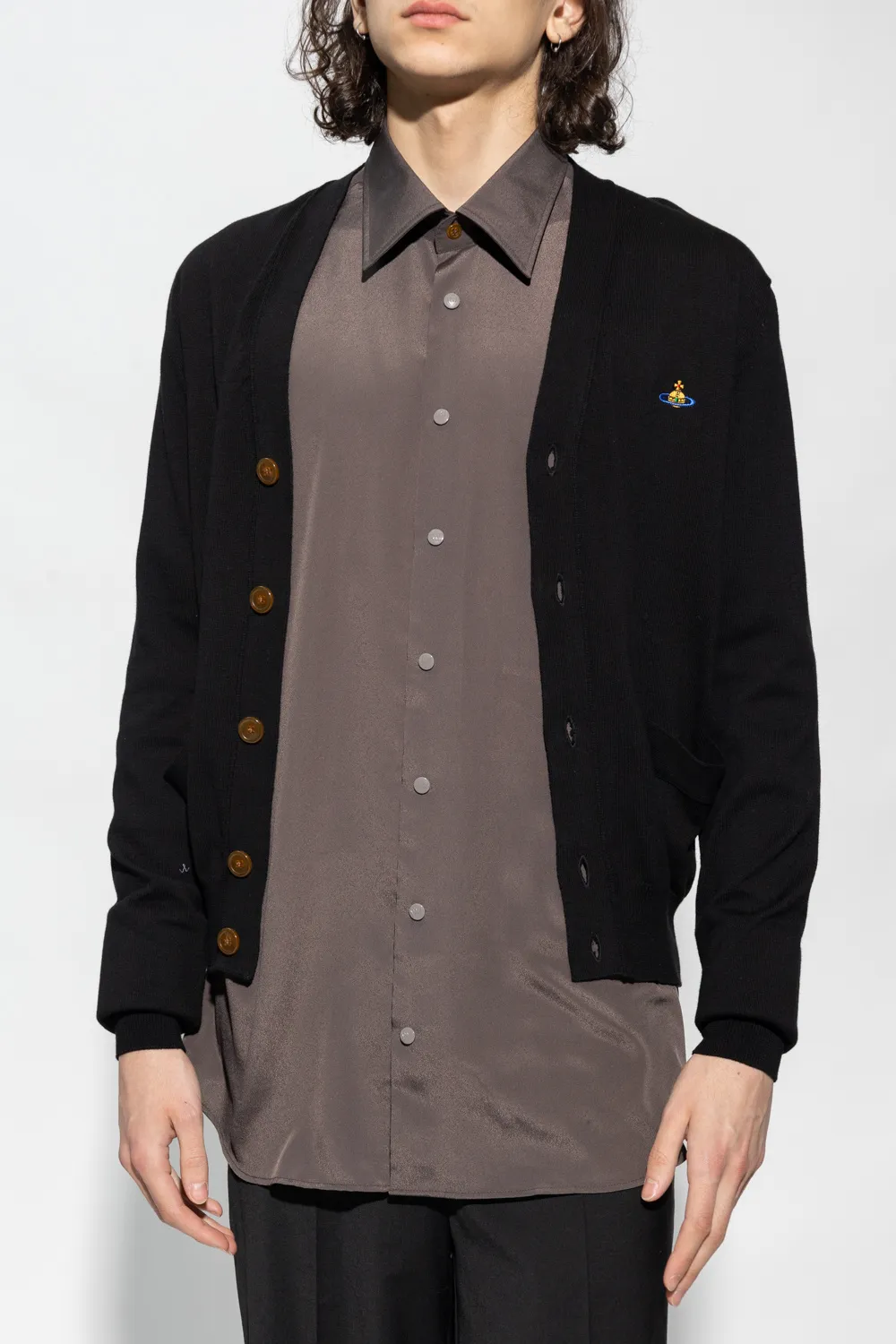 Signature Orb Logo Embroidered V-Neck Cardigan