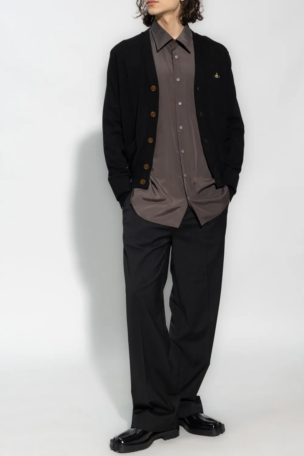 Signature Orb Logo Embroidered V-Neck Cardigan