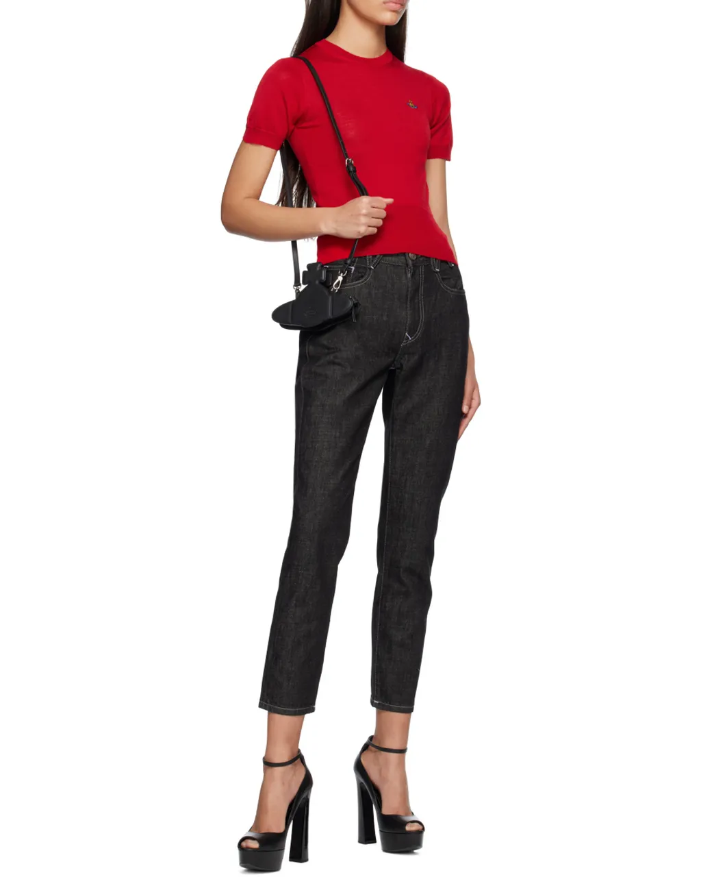 Orb Embroidered Short-Sleeved Knitted Top