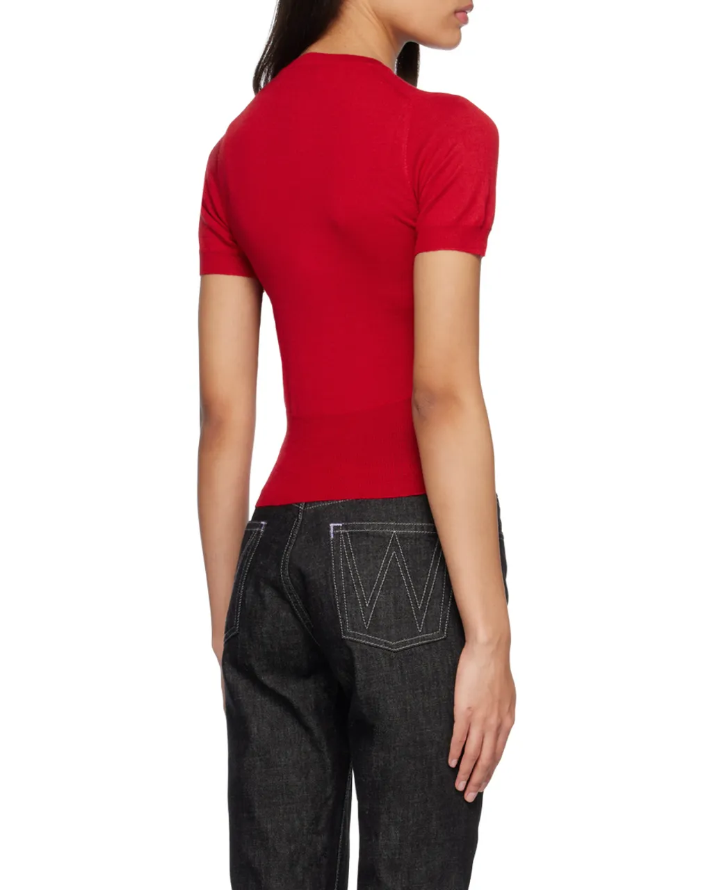 Orb Embroidered Short-Sleeved Knitted Top