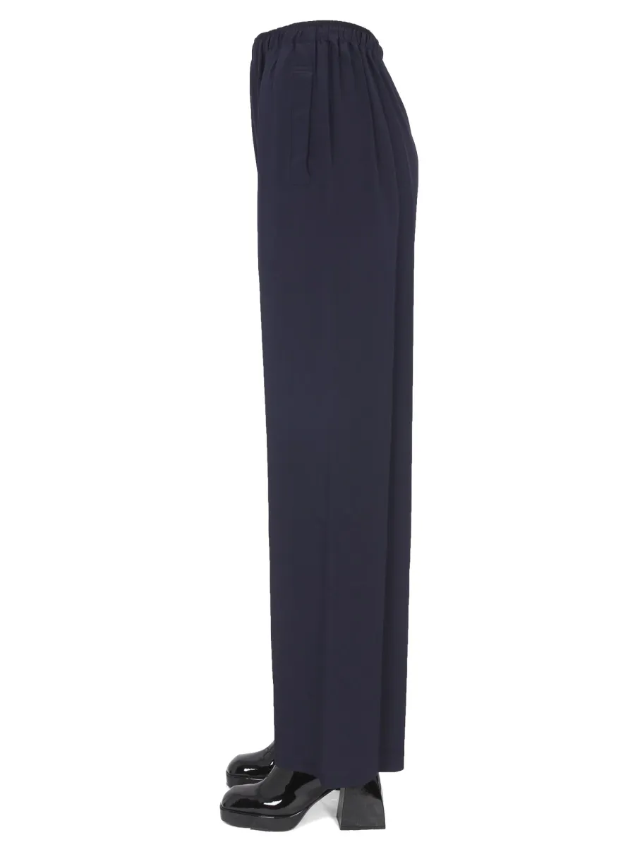 Elastic Waist Wide-Leg Trousers