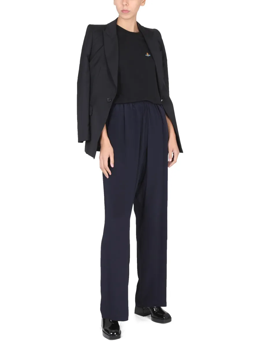 Elastic Waist Wide-Leg Trousers