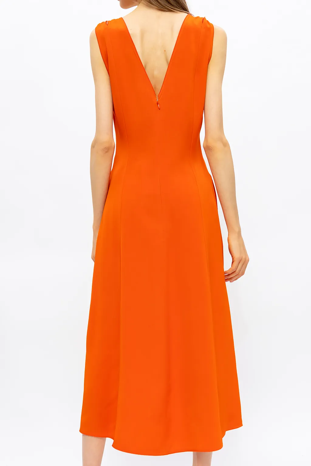 Twist-Shoulder V-Neck Dress
