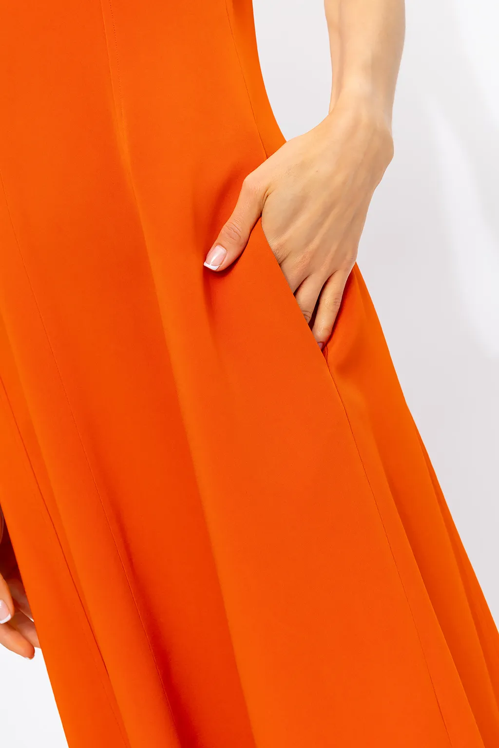 Twist-Shoulder V-Neck Dress