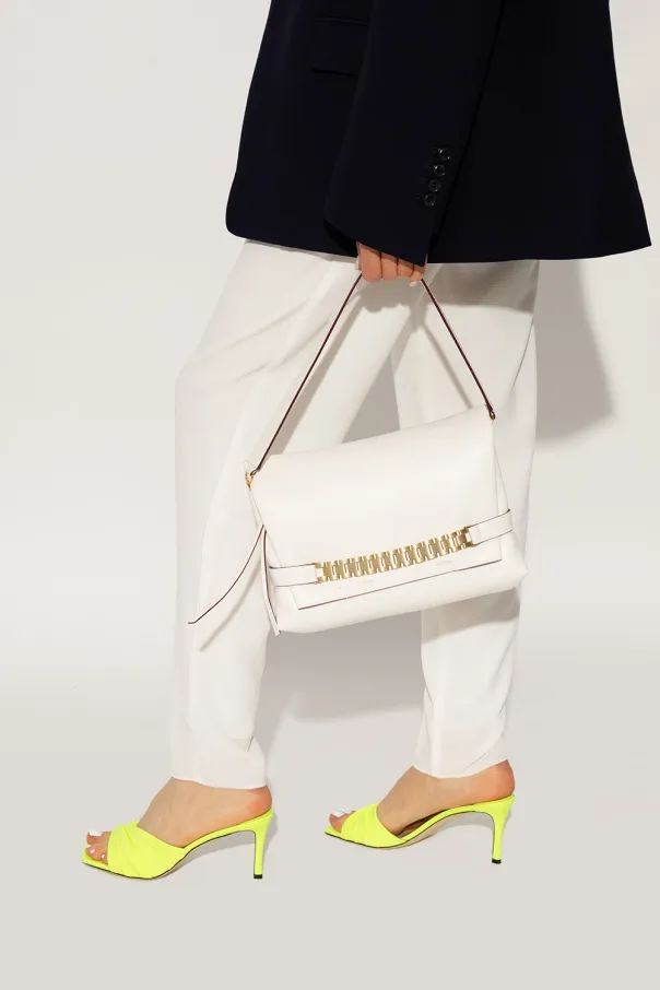 Chain-Detailed Foldover Top Shoulder Bag