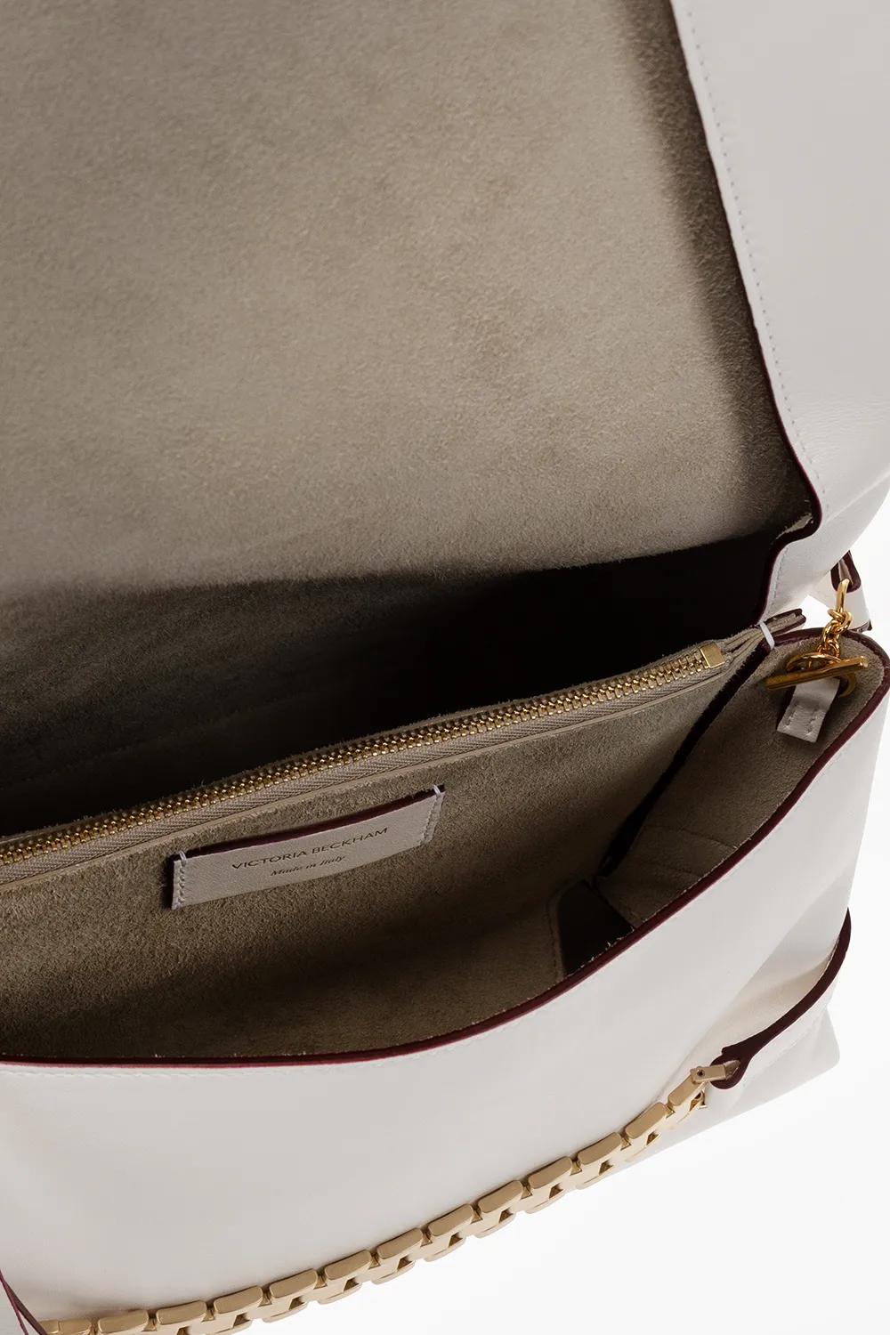 Chain-Detailed Foldover Top Shoulder Bag