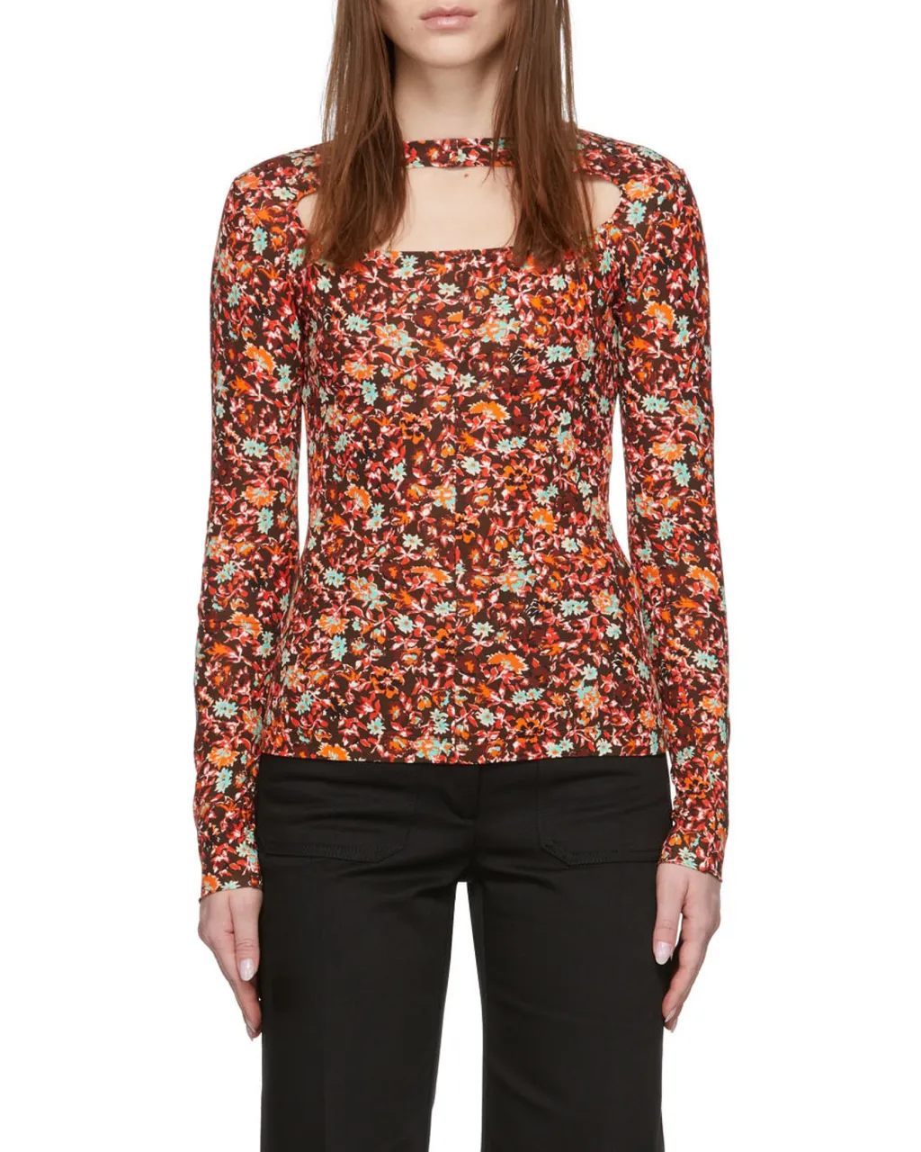 Flower Hollowed Out Long-Sleeved T-Shirt