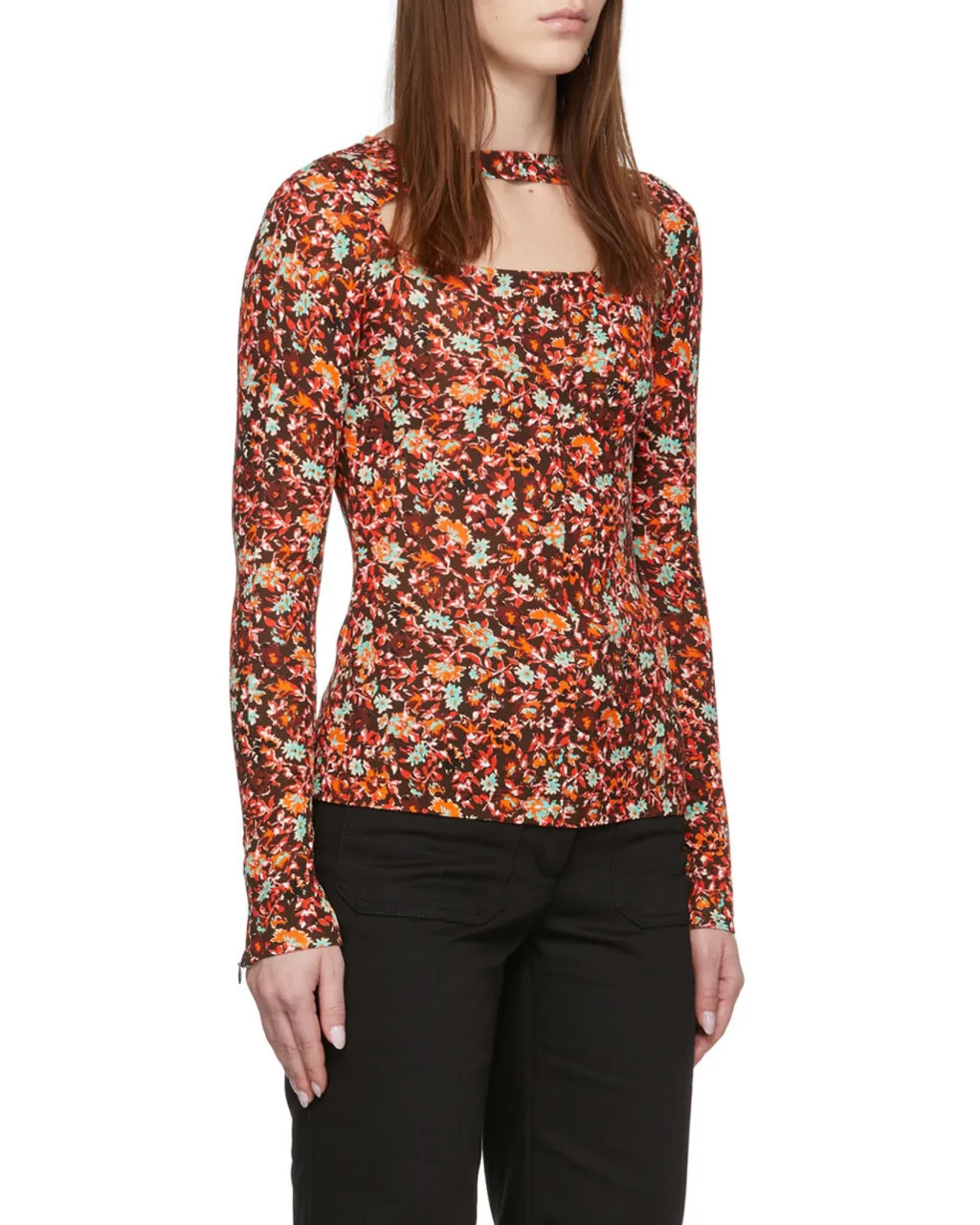 Flower Hollowed Out Long-Sleeved T-Shirt