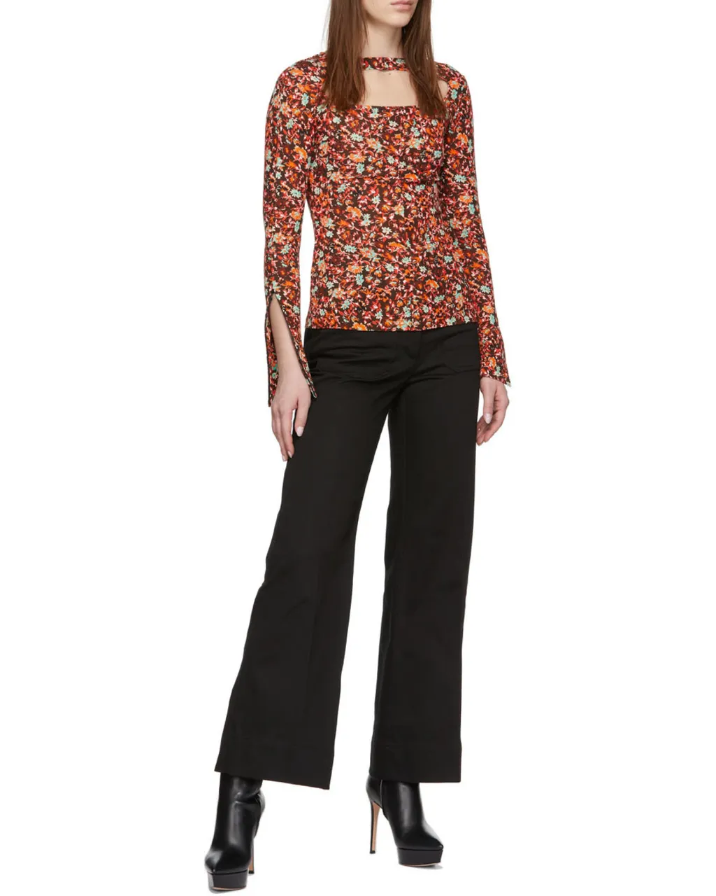 Flower Hollowed Out Long-Sleeved T-Shirt