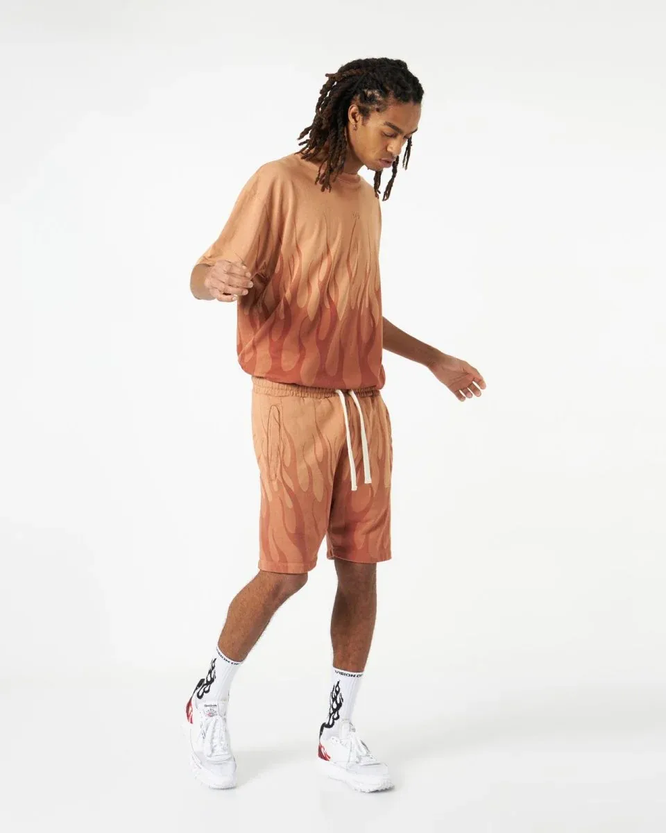 Flame-Print Cotton Shorts