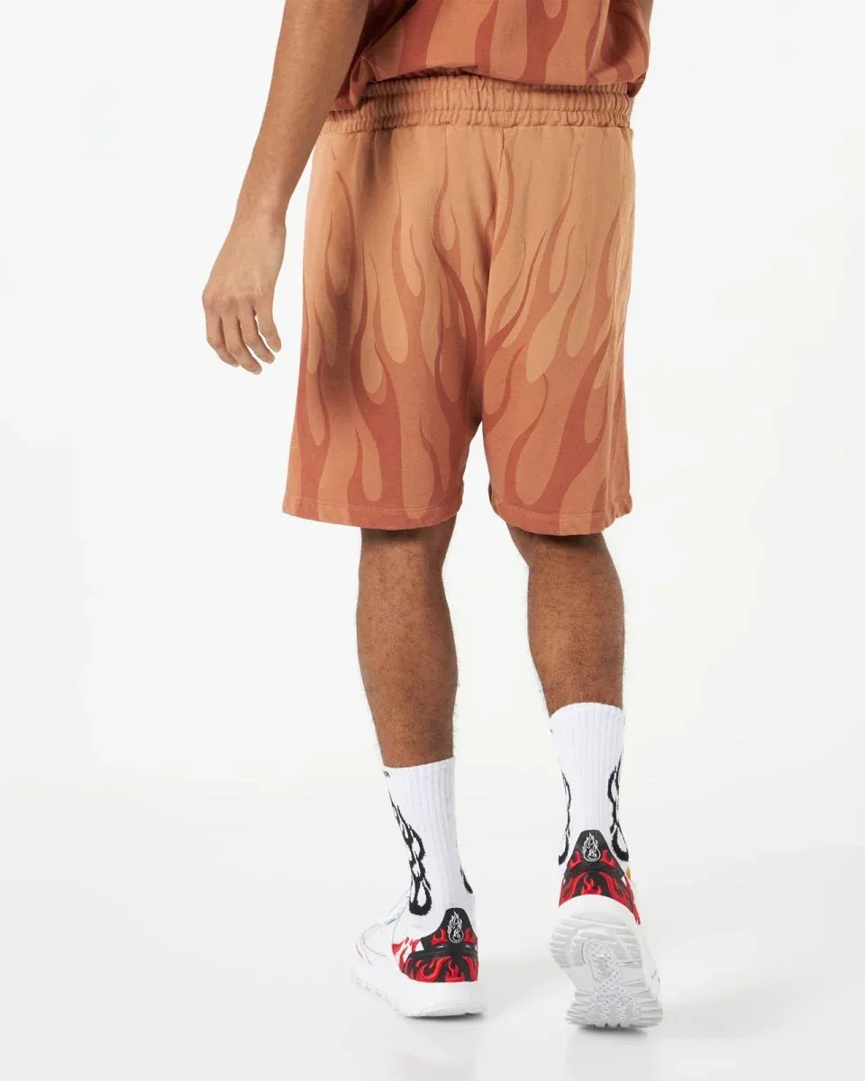 Flame-Print Cotton Shorts