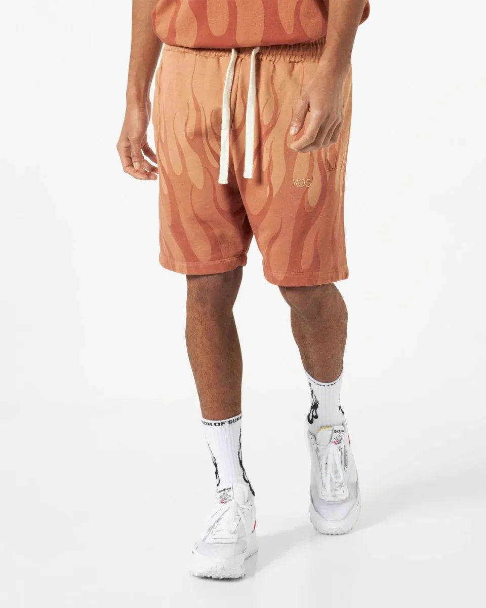 Flame-Print Cotton Shorts