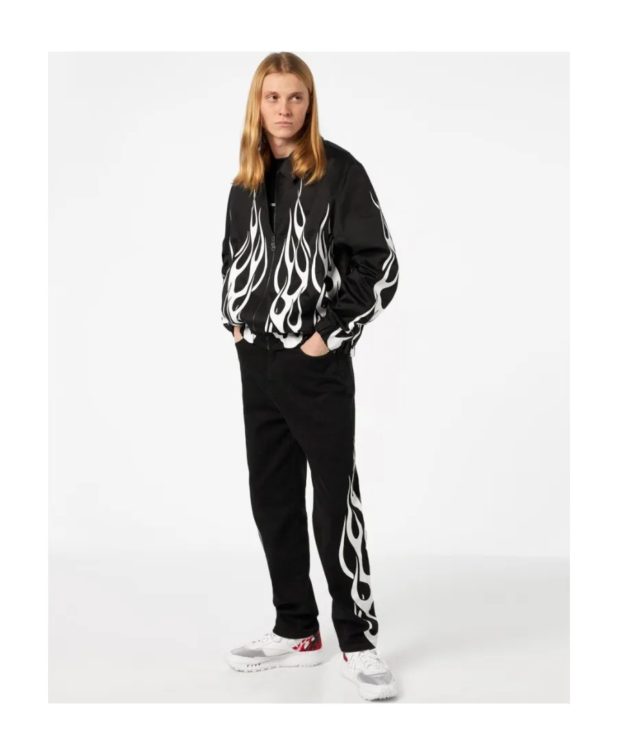 Flame-Print Zipped Jacket