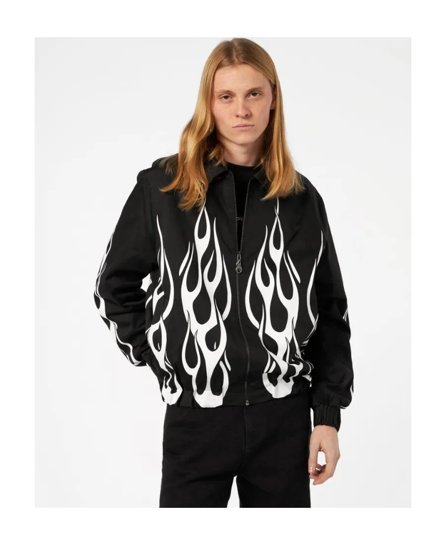 Flame-Print Zipped Jacket